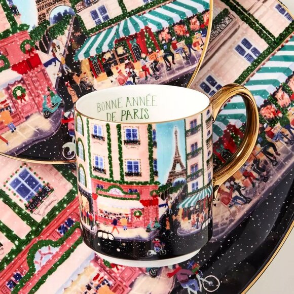Anthropologie Holiday in the City Mug PARIS 2025 Stoneware 13 oz New - Picture 7 of 8